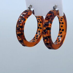 brown lucite Acrylic wide 1.5Hoop smoked topaz color Latch back Fashion Earrings